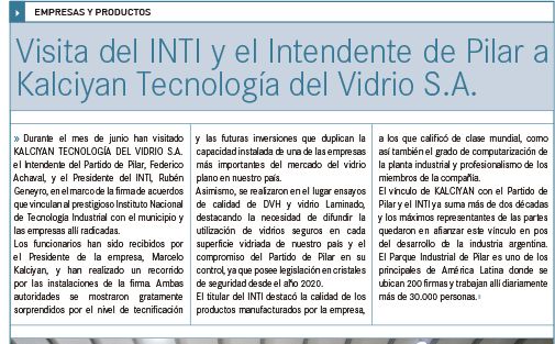 Visita del INTI y el Intendente de Pilar a Kalciyan Tecnolog�a del Vidrio S.A.